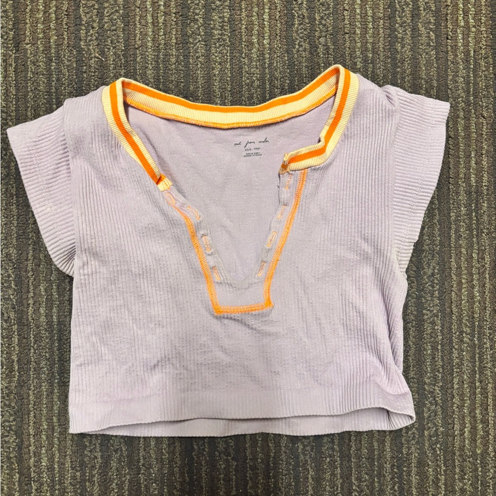 Urban Outfitters Purple and Orange Ribbed Top